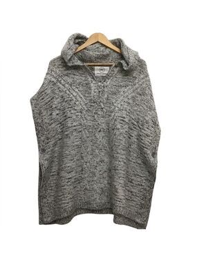 POINT Zero knit shrug poncho hoodie cardigan oversized grey white Large